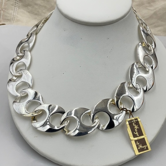 BrandNew Vintage (1980’s) 16” Chunky Chain Silver Necklace By HUGO - Picture 3 of 4